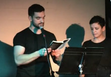 Jean-Philippe Baril Guérard and Aimee Wall reading from Sports and Pastimes at the 2017 BookThug Fall Launch