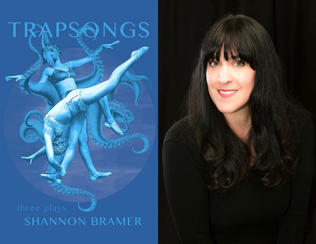 A photo of Shannon Bramer and her collection of plays, Trapsongs